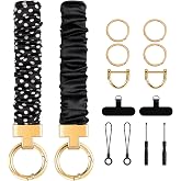 2Pcs Scrunchie Keychain Wristlet for Phone Wrist Strap Car Keys with D Ring | Stretchy Key Chain Wrist Bracelet for Women Men, Car Keys with D Ring,Phone Tether Tab for Gym, Shopping &amp; Travel