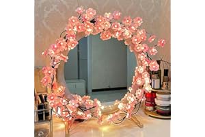Cherry LED Tree Branch Lights for Wall, Cherry Blossom Willow Vine Twig Decor Garland with 36 LED Lights, Christmas Decoratio