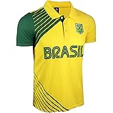 Just 4 Kicks Men's Brasil Short Sleeve Shirt, Brazil Active Performance Jersey