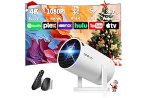 [Built-in Apps & 2025 Upgraded] Mini Projector Support 4K 1080P Auto Keystone 270° Rotatable with WiFi 6 and Bluetooth 5.4, P