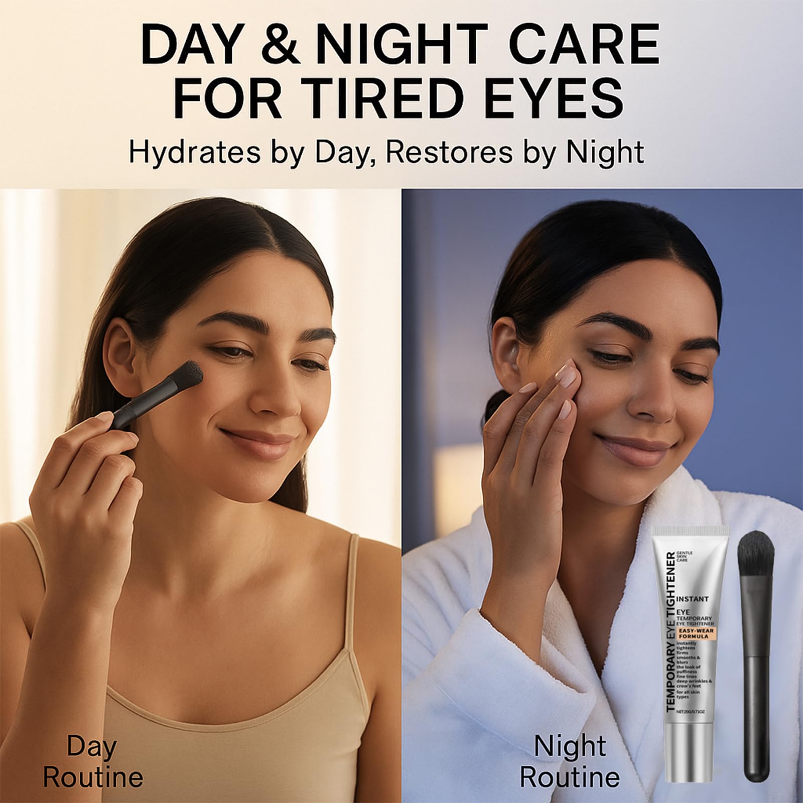 Perfection Eye Tightener Cream 2PCS with 2 Brushes – Instant Firming Lotion for Puffiness, Fine Lines & Wrinkles, Lightweight Easy-Wear Formula, Gentle Skin Care for All Skin Types