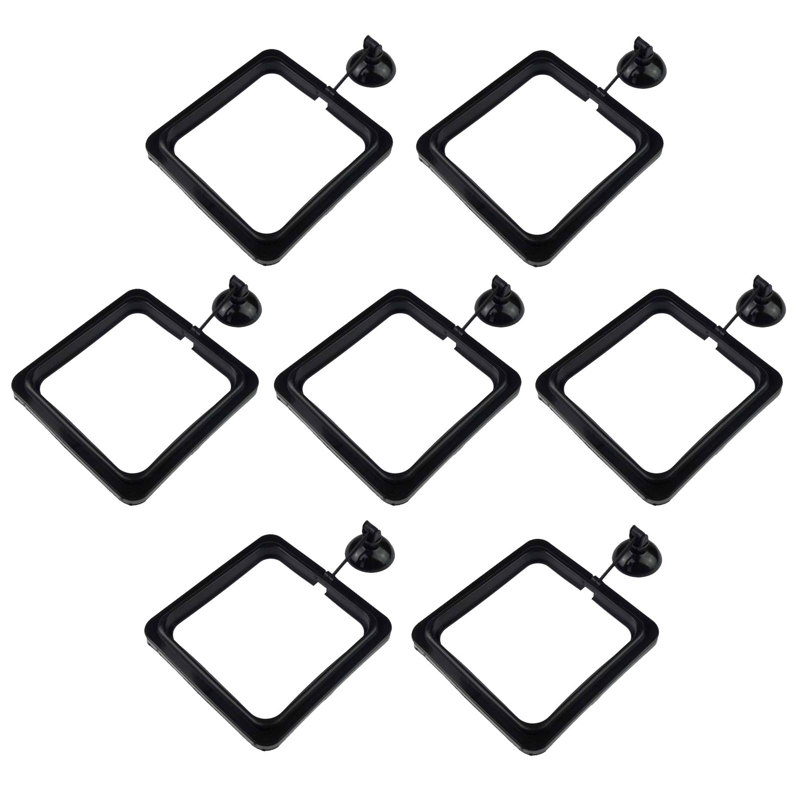 Photo 1 of Zelerdo 7 Pack Aquarium Fish Feeding Ring Floating Food Feeder, Square Shape with Suction Cup, Black