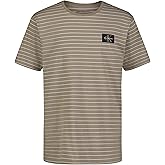 Calvin Klein Boys Short Sleeve Striped Crew Neck T-Shirt, Soft, Comfortable, Relaxed Fit