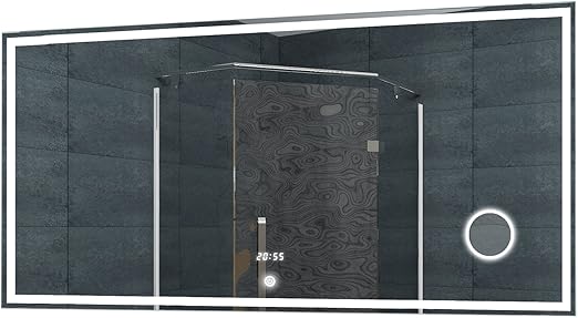 Lux Aqua Badezimmerspiegel Wandspiegel Lichtspiegel Led Uhr Schminkspiegel Touch Schalter 120 X 60 Cm Lmc1260a Amazon De Kuche Haushalt