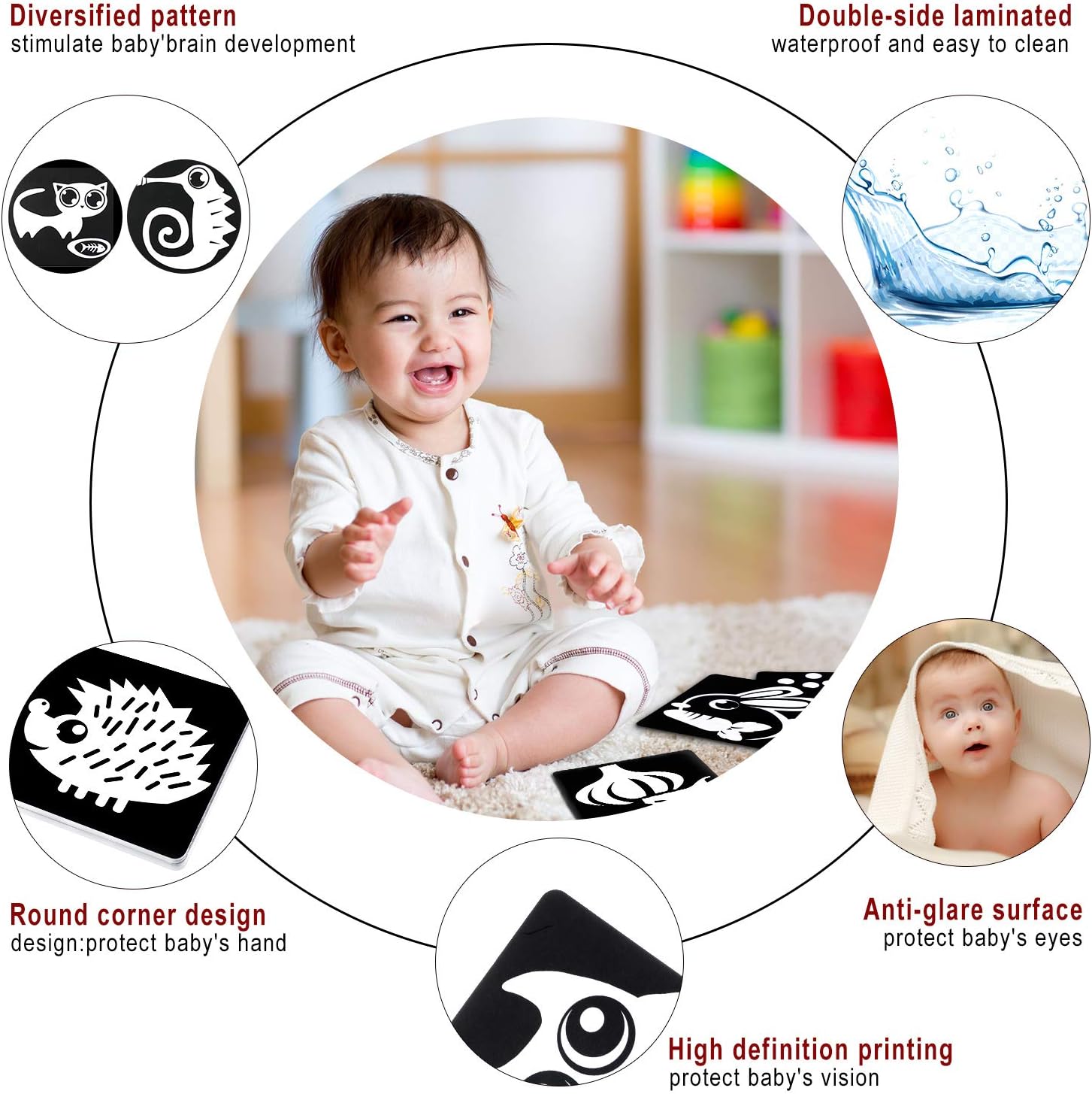 Gejoy 72 Pictures Cute Flash Cards Infant Flash Cards for Newborn Baby Kids Visual Stimulation, 5.5 x 5.5 Inch, 36 Pieces (Retro Style) - Image 5