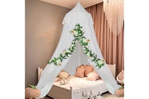 Daksha All-Seasons Princess Bed Canopy, Double-Layered Mosquito Net, Hanging Play Tent, Creating a Round Dome Princess Castle for Girls Room House Décor (Princess White)