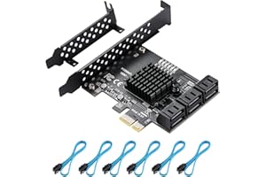 BEYIMEI PCIe SATA Card 6 Ports, 6 Gbps SATA 3.0 PCIe Card,PCIe to SATA Controller Expansion Card, SATA 3.0 Non-Raid,with 6 SA