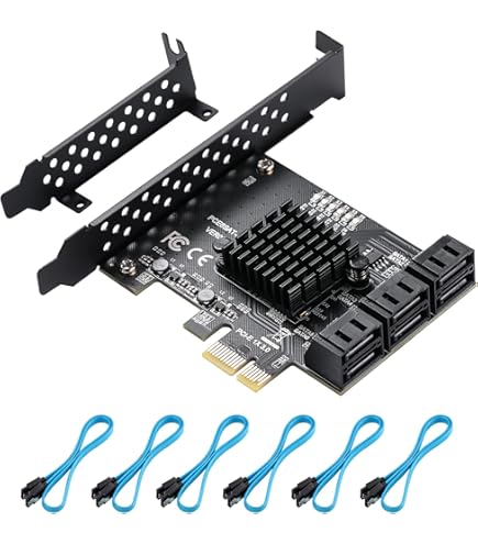 Amazon.com: MZHOU PCIe SATA Card 6 Ports With 6 Cables and Low