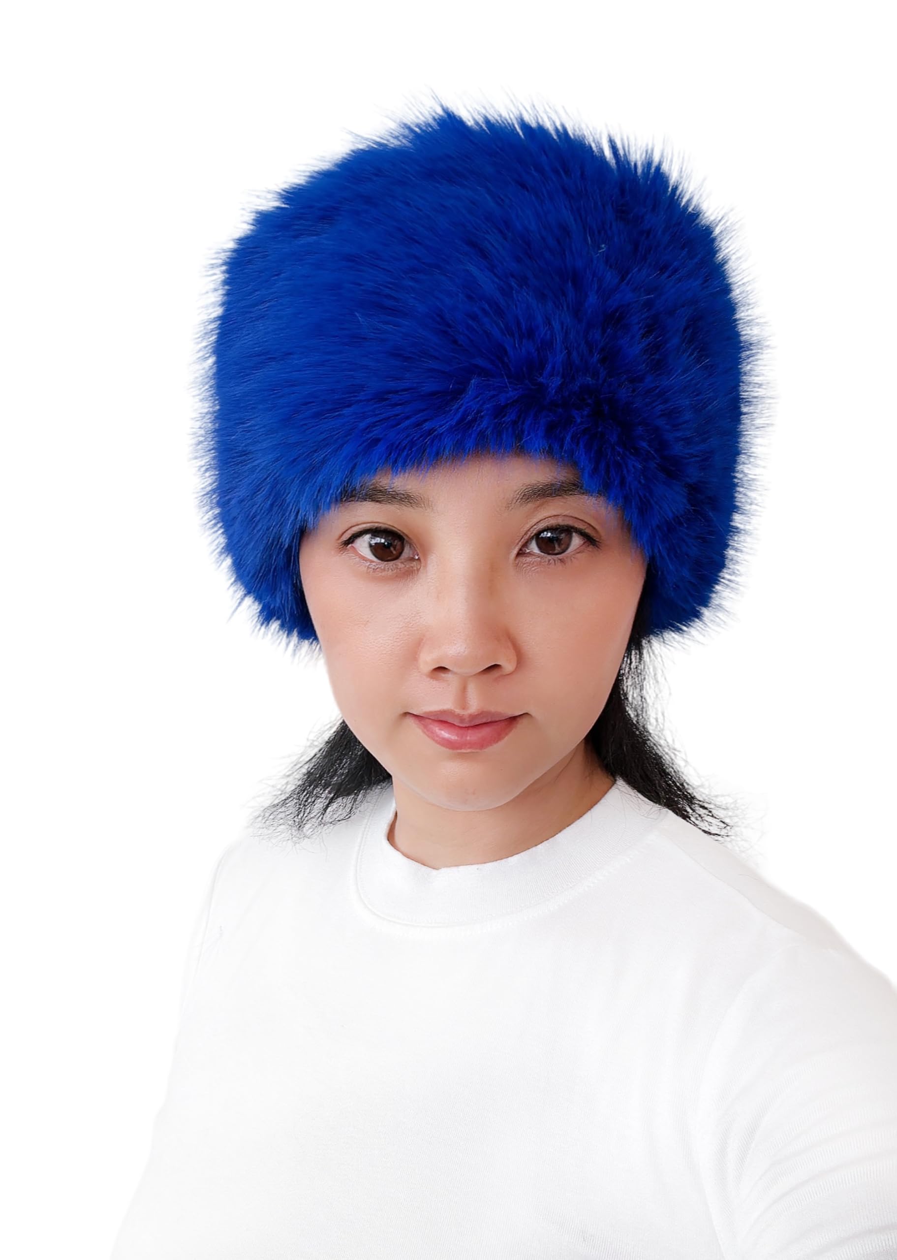 Lina & Lily Women's Winter Headband Head Ear Warmer Long Pile Faux Fur (Royal Blue)