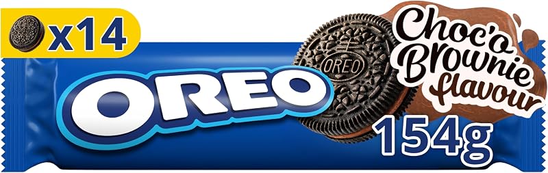 Oreo choco brownie chocolate creme recheado biscoitos de cacau sabor brownie 154g - embalagem com 16