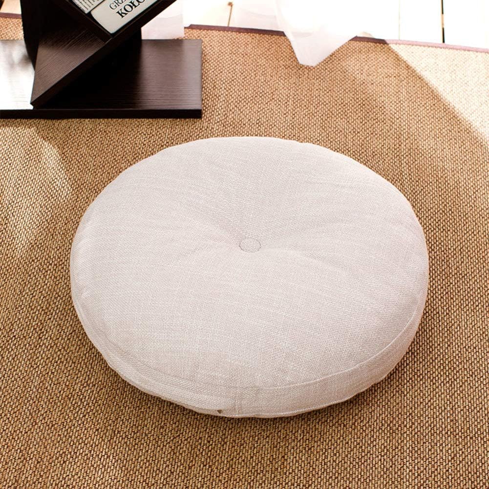 WLVG Cojín de futón Redondo, cojín de Asiento de Lino japonés Espesar