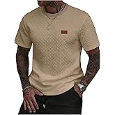 VIPWOLF Men's Casual Short Sleeve T Shirts Classic Textured Crew Neck Baggy Tee Old Money Shirt