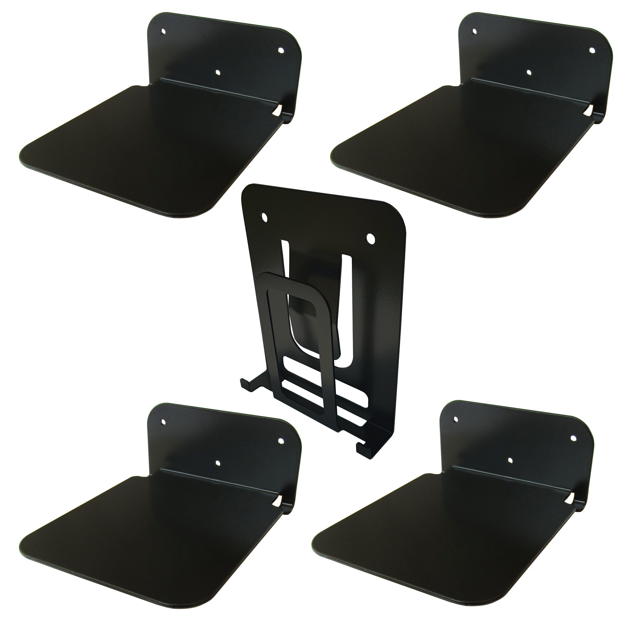 Galleksa Invisible Vertical Concealed Floating Metal Bookshelf Wall Mounted Storage for Home Room Creative Decoration Book Display Black (4 + 1xVertical)