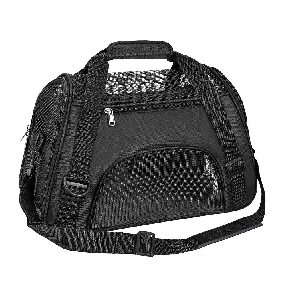 TIYOLAT Pet Carrier Bag, Airline Approved Duffle Bags, Pet Travel Portable Bag Home for Little Dogs, Cats and Puppies, Small Animals (M, Black)