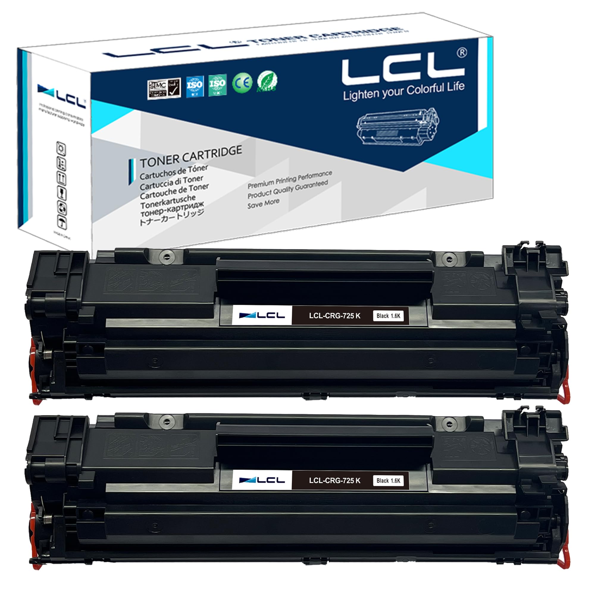LCL Compatible Toner Cartridge CRG-725 CRG 725 3484B002 3484B002AA (2PK Black) Replacement for Canon I-Sensys LBP-6000 LBP-6000B LBP-6018 LBP-6020 LBP-6020B MF-3010 LBP6000 LBP6030w