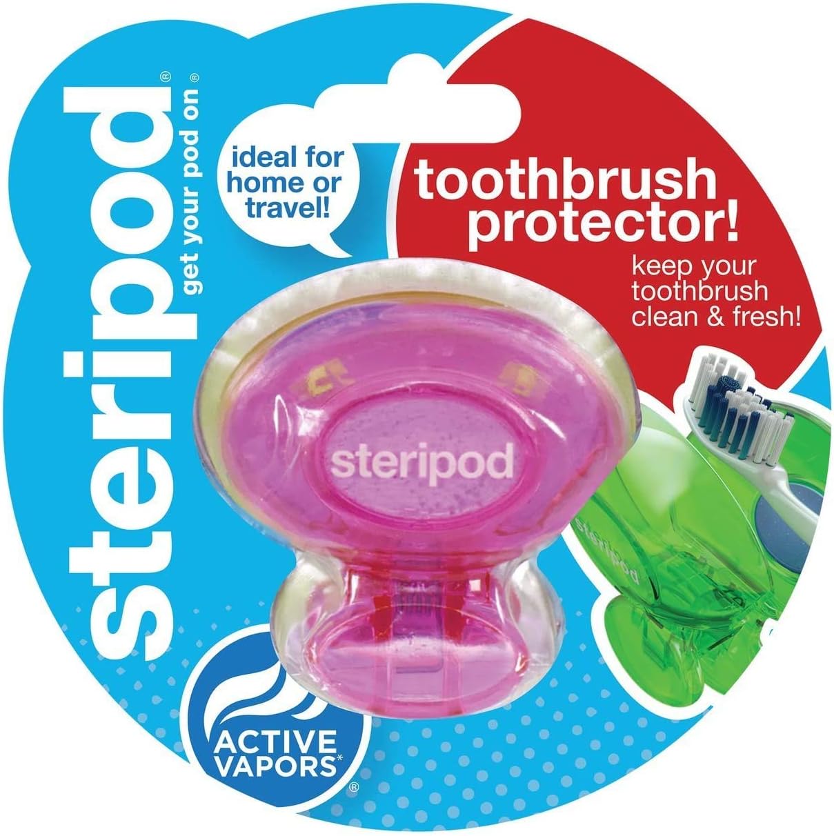 Steripod Clip-On Toothbrush Sanitizer, Colors May Vary, 2-Pack