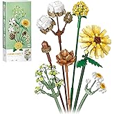 MEIEST Mini Building Blocks Flower Bouquet Set,Creative DIY Unique Decoration Home,Artificial Flowers Botanical Collection Co