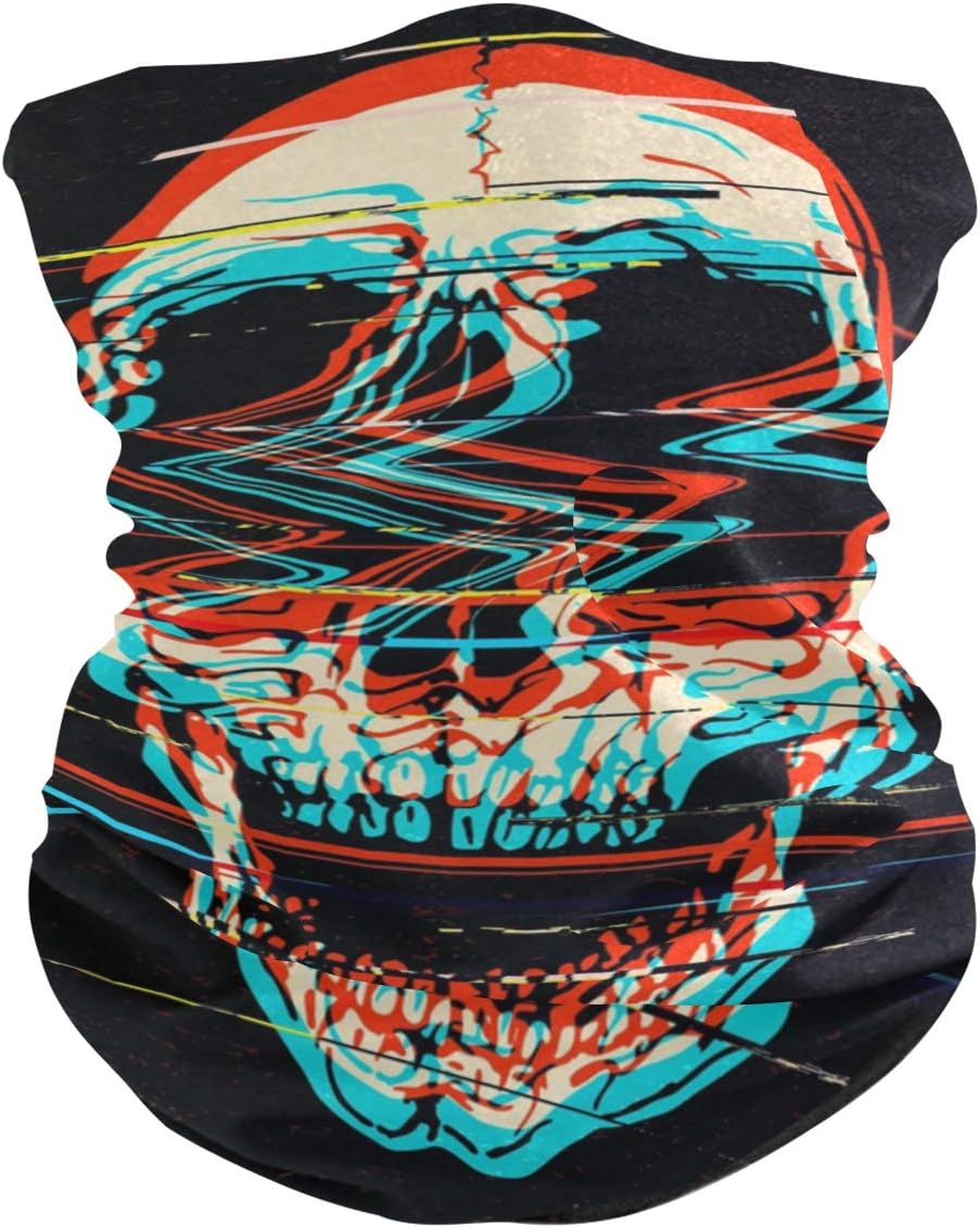 Qilmy Skull Face Mask Bandanas for Men Women Dust Wind Sun UV Protection Neck Gaiter Tube Mask Headwear for Motorcycle Riding Biker Fishing Hunting Outdoor Running