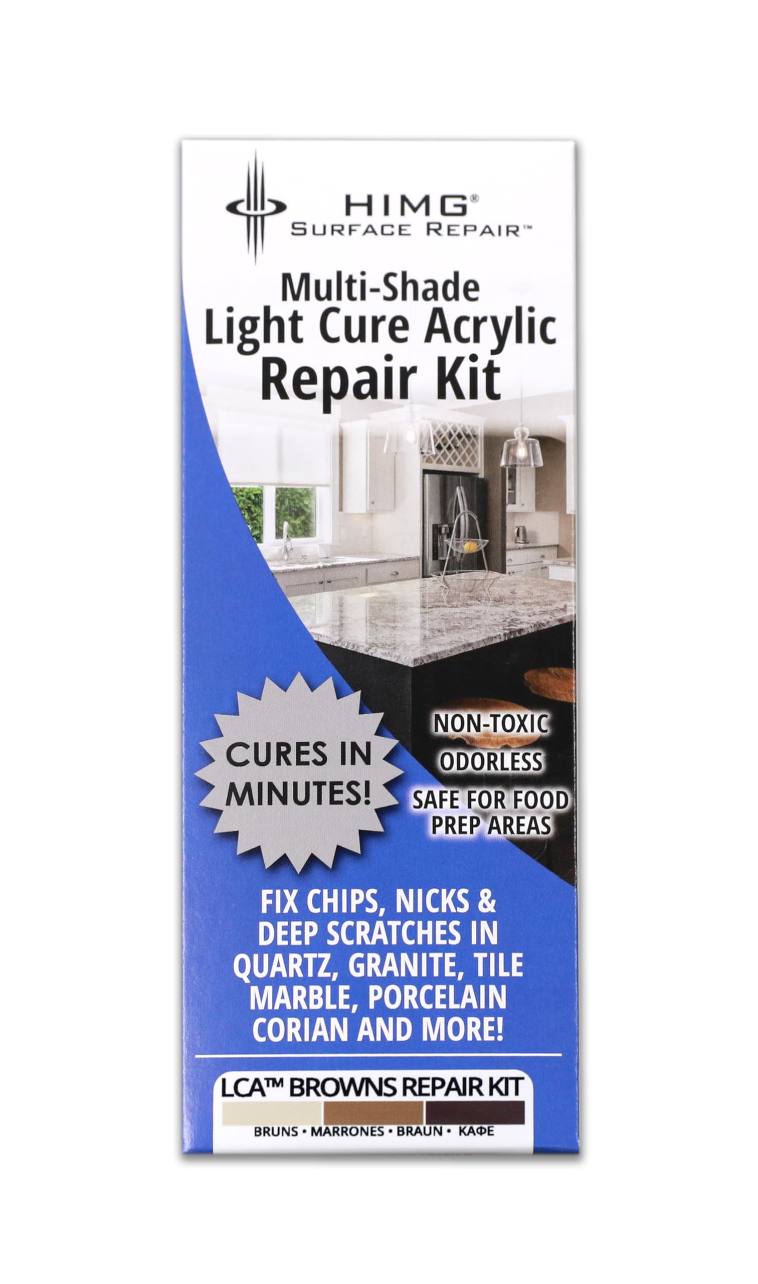 HIMG Brown Tones Worktop Repair Kit - Granite, Quartz, Marble, Corian, Travertine - Light Cure Acrylic Repair