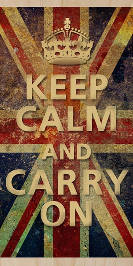 Amazon Com Keep Calm And Carry On Vintage British Uk Union Jack Flag Plywood Wood Print Poster Wall Art Posters Prints