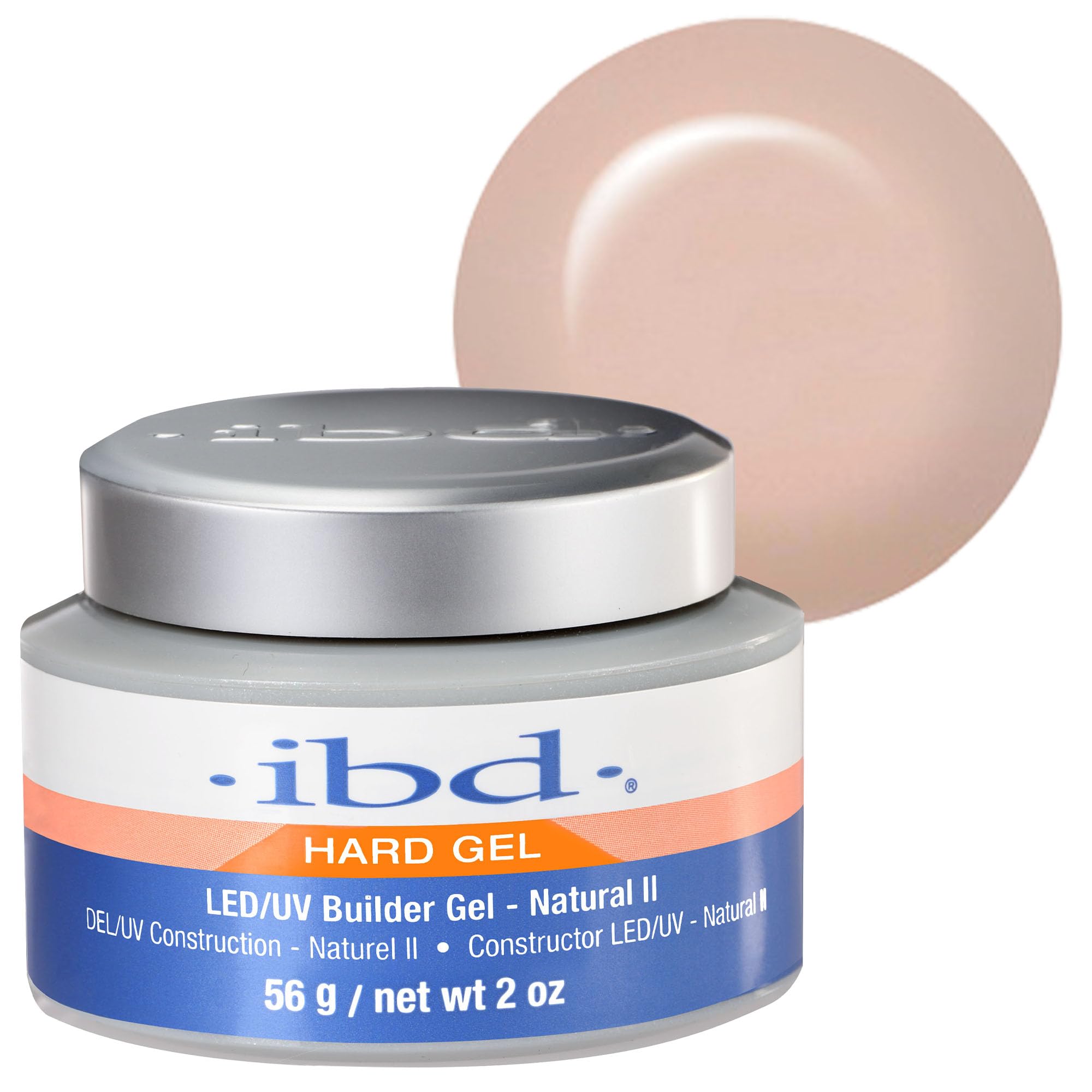 IBD Hard Gel - LED/UV Builder Gel Natural II, 1 pack (1 x 56 g) - MADE IN USA - Nail building at home - without appointments and noisy nail salons
