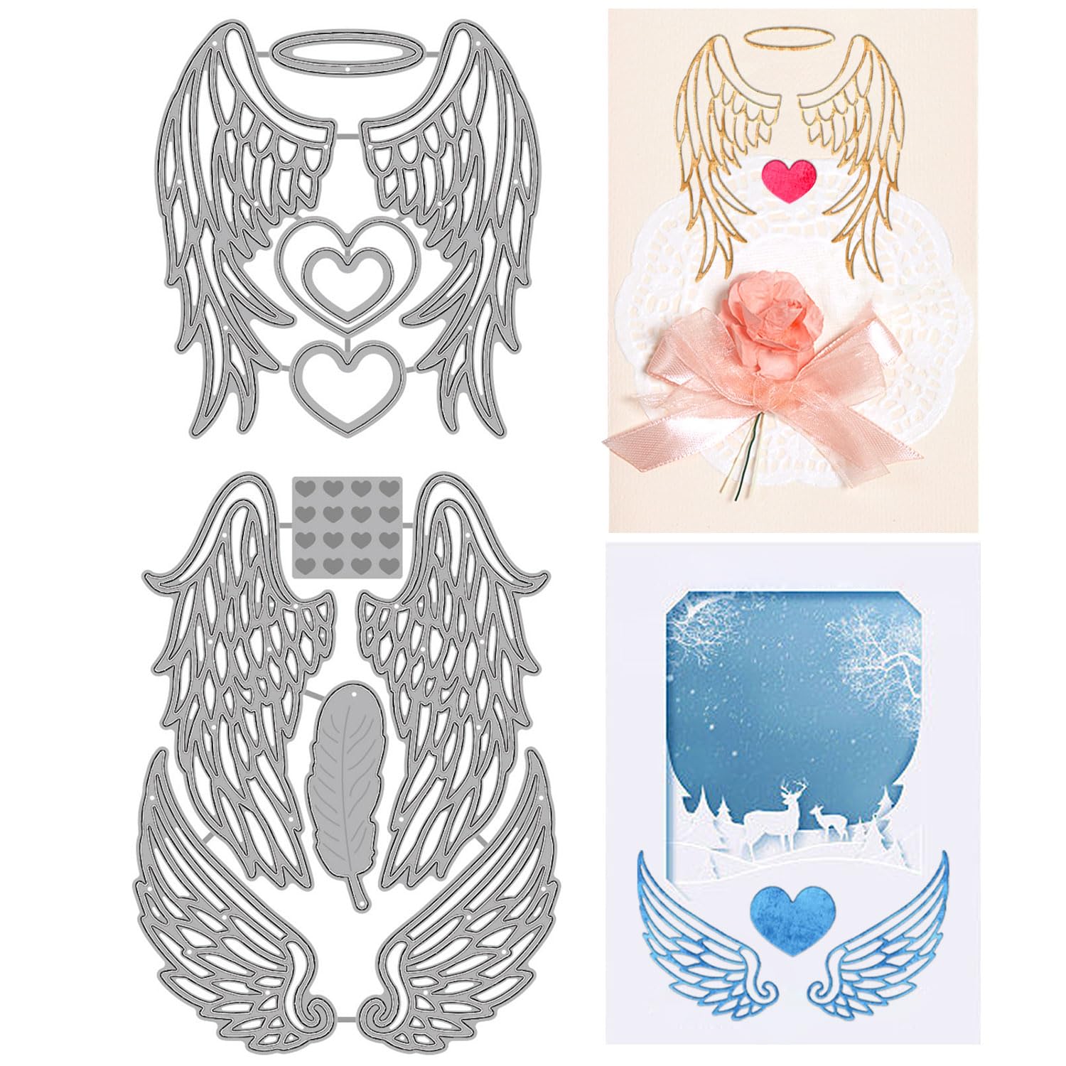 GLOBLELAND Angel Wings Cutting Dies Metal Love Feathers Die Cuts Embossing Stencils Template for Paper Card Making Decoration DIY Scrapbooking Album Craft Decor