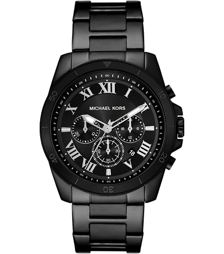 Amazon.com: Michael Kors Panorama Chronograph Black Leather Watch