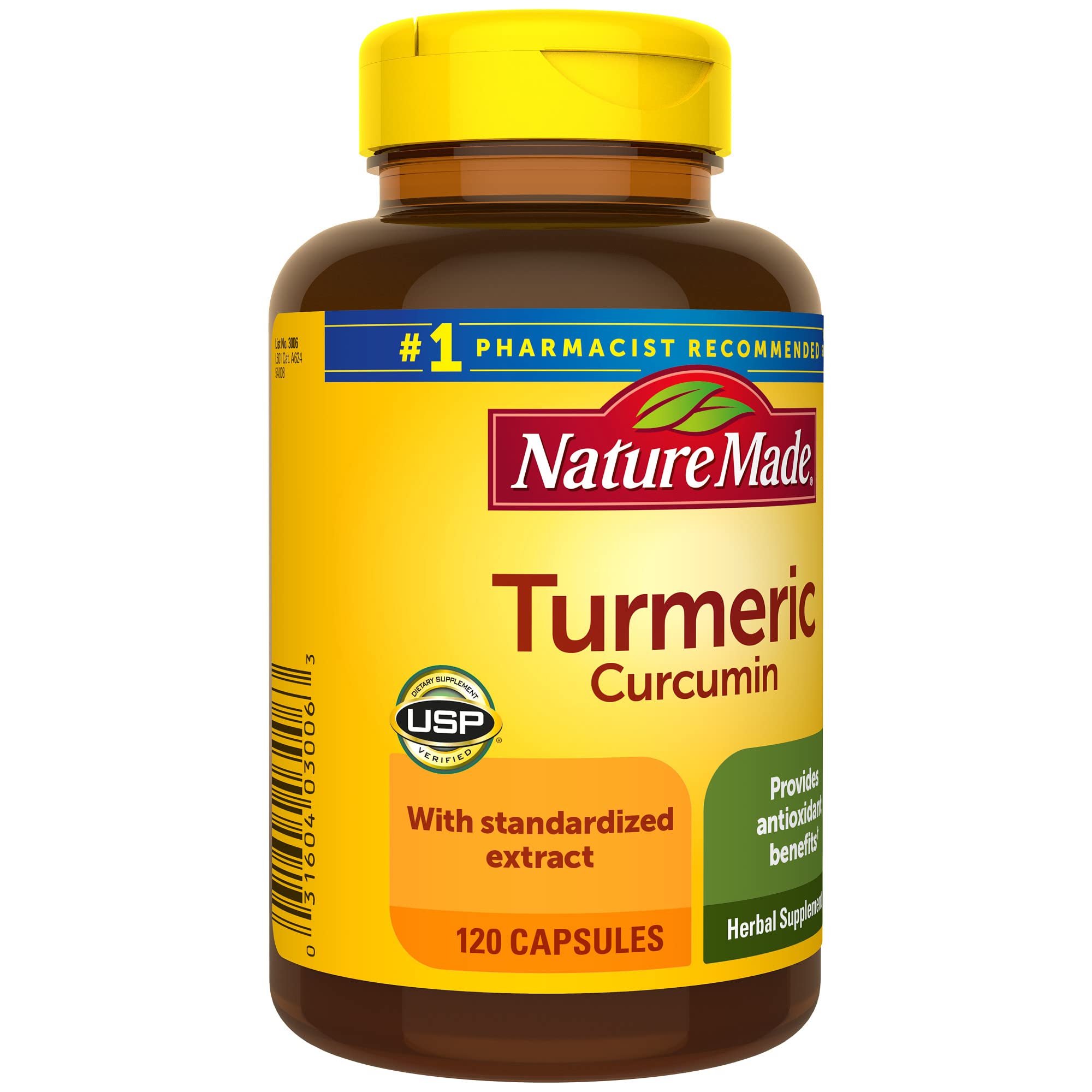 Nature Made Turmeric Curcumin 500 mg, Herbal Supplement for Antioxidant Support, 120 Capsules, 120 Day Supply