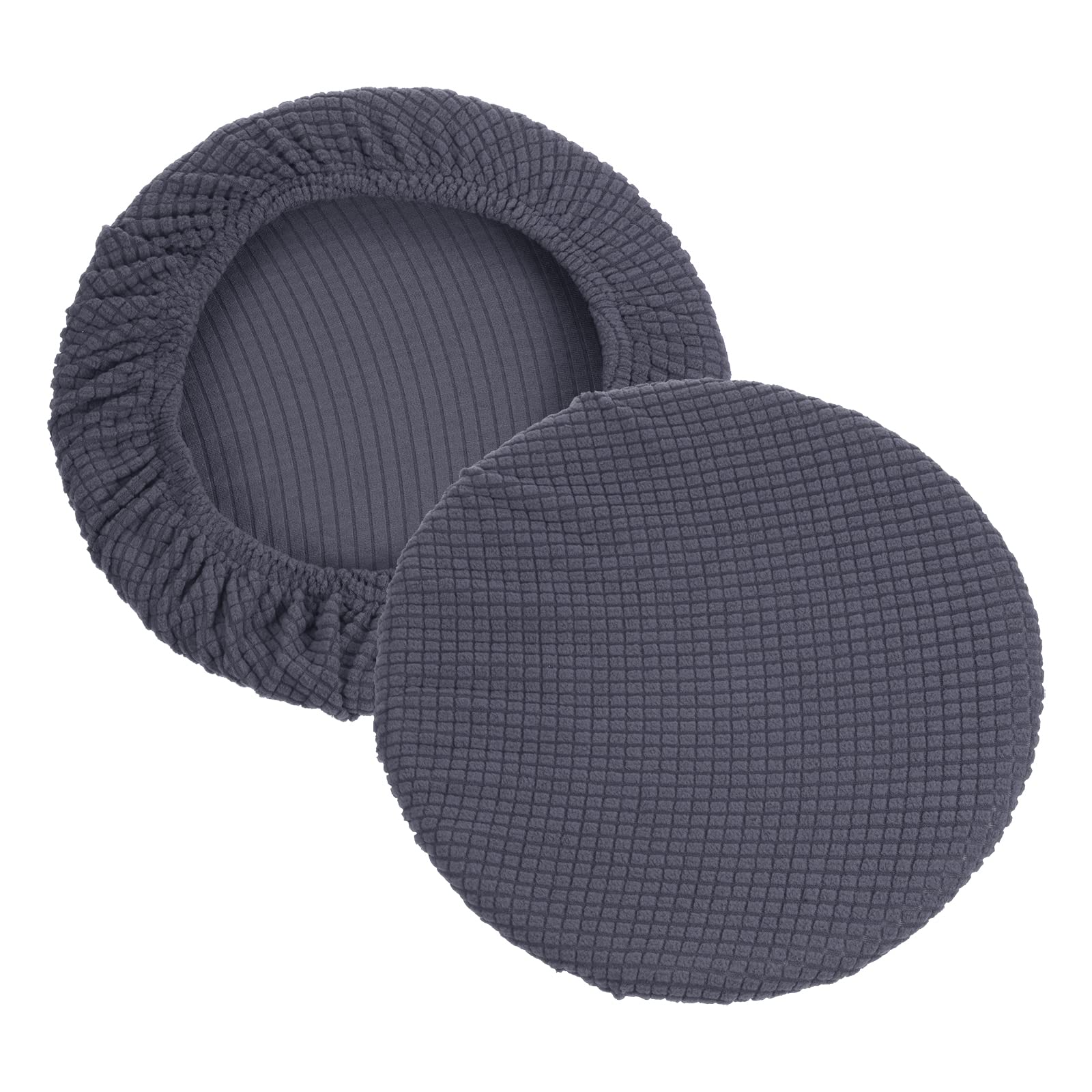 PATIKIL 11" Round Bar Stool Cover, 2 Pack Washable Elastic Stool Cover for Diameter 11"-13" Chair, Dark Gray