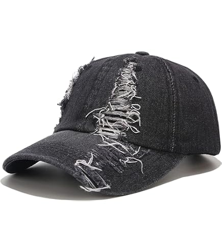 Kangqifen Unisex Ripped Distressed Denim Baseball Cap Trucker Hat