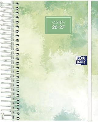 Aura, Agenda 2026 2027, Día por Página, Tapa Extradura, 12x18 cm, Español, Color Verde