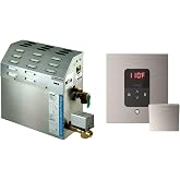 Mr Steam MS-400-E Steam Bath Generator Package in Square Brushed Nickel Finish for rooms up to 360 Cubic Feet