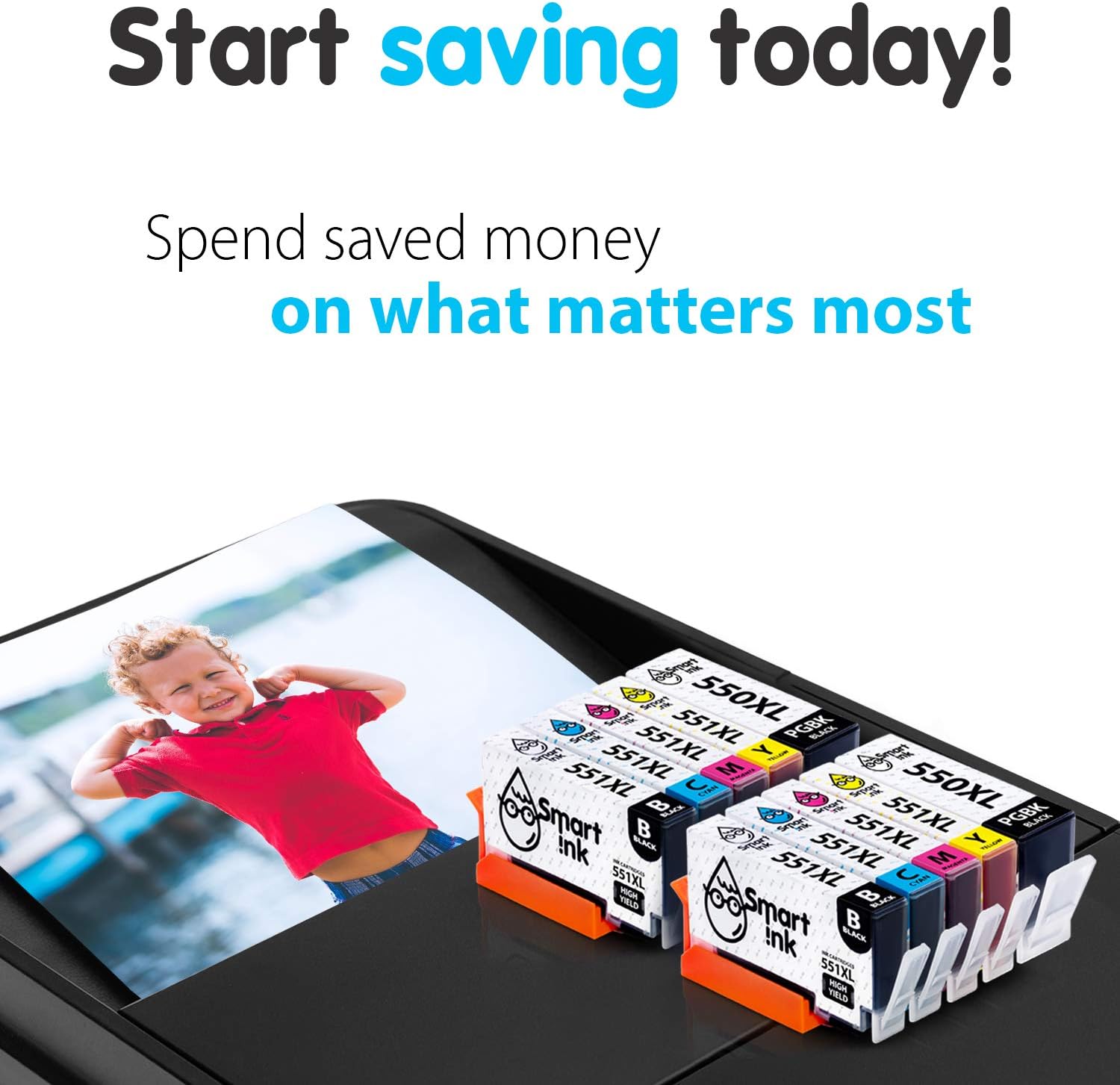 Smart Ink Compatible Ink Cartridge Replacement for Canon PGI 550 550XL CLI 551 551XL (2 PGBK & 2 BK/C/M/Y 10 combo pack) to use with PIXMA MG5450 MG5650 MX725 MG7550 MG6450 MG6350 iP8750 iP7250 MX925 - Image 4