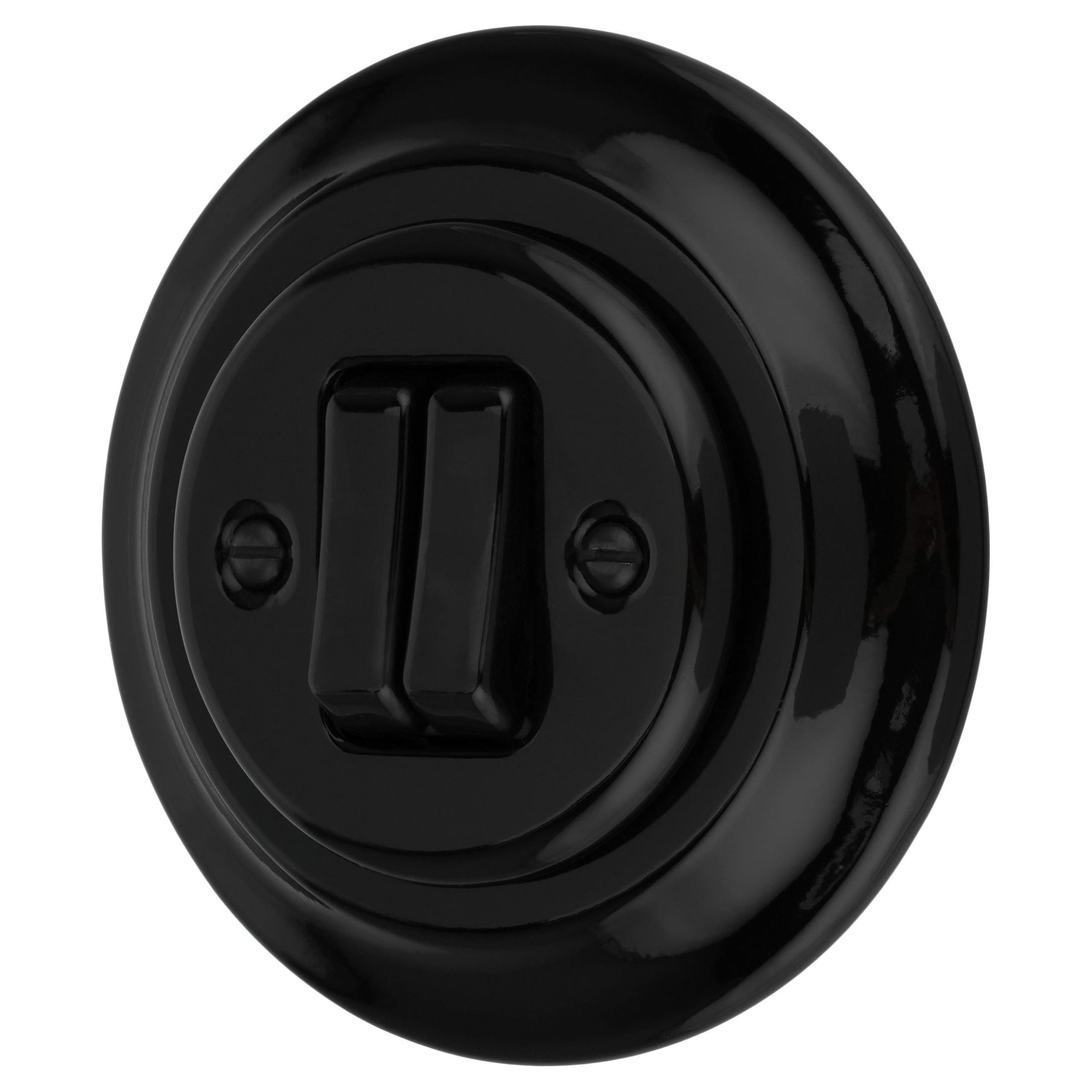 UP Porcelain Retro 2-Way Series Switch - All-in-One - Frame + Flush-Mounted Insert + Cover (PR1 Series) Black