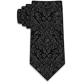 Three Rooker Skull Ties Mens Damask Necktie Halloween Tie for Men Conservative Holiday Print