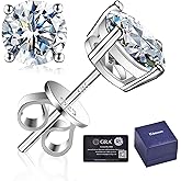 Kosuwo Moissanite Stud Earrings 2.0CT D Color,GRA 925 Sterling Silver Earrings for Men 18K White Gold Plating Earrings for Women,wedding earrings
