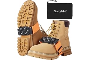 Starrylake Mid Sole Ice Cleats Anti Slip Snow Traction Crampons with 7 Tungsten Carbide Studs, Adjustable Straps Walking Foot