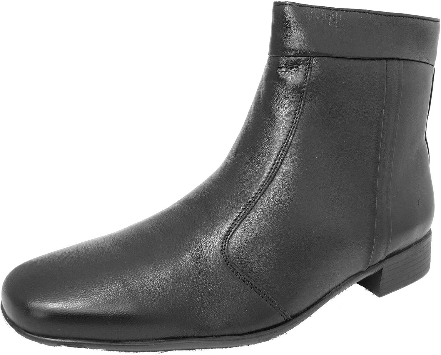 black leather zip boots