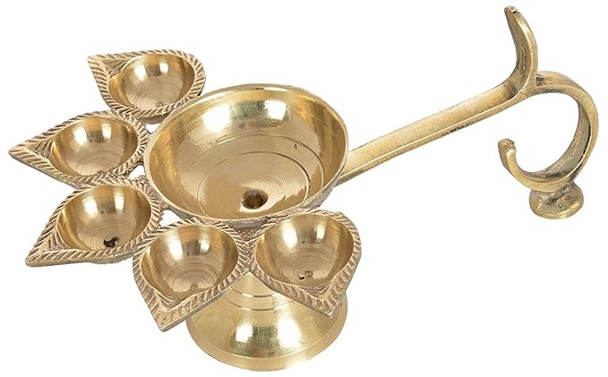 Chandrika Pearls Gems & Jewellers Brass Diya (8 x 5 x 2.5 inch, Gold)