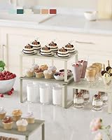 SONGMICS Spice Rack Set of 2 Cupboard Shelves Expandable Metal Wood Cappuccino view 2