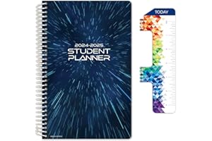 Global Datebooks Dated Middle School or High School Student Planner for Academic Year 2024-2025 includes Ruler/Bookmark and Planning Stickers (Block Style - 5.5"x8.5" - Galaxy)