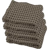 GILDEN TREE Waffle Bath Towels Wash Cloths for Showering, Exfoliating Washcloth Quick Dry Towel, Face Towels for Washing Face Cotton Washcloths Set of 4, Modern Style (Stone)