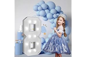 FAYLISVOW 2.4FT/28.74in Marquee Light up Numbers Marquee Number 8 with White Lights for Birthday Party Large Mosaic Frame Letter Cardboard Pre-Cut Giant Cut-Out Thick Foam Board Sign DIY Decorations