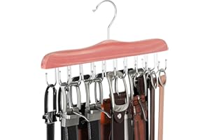 TOPIA HANGER Belt Hanger for Closet, Cedar Wooden Hangers with 20 Rotatable Hooks, Closet Organizers and Storage for Bra, Tank Top, Tie, Purse, Hat, Necklace- CT48U