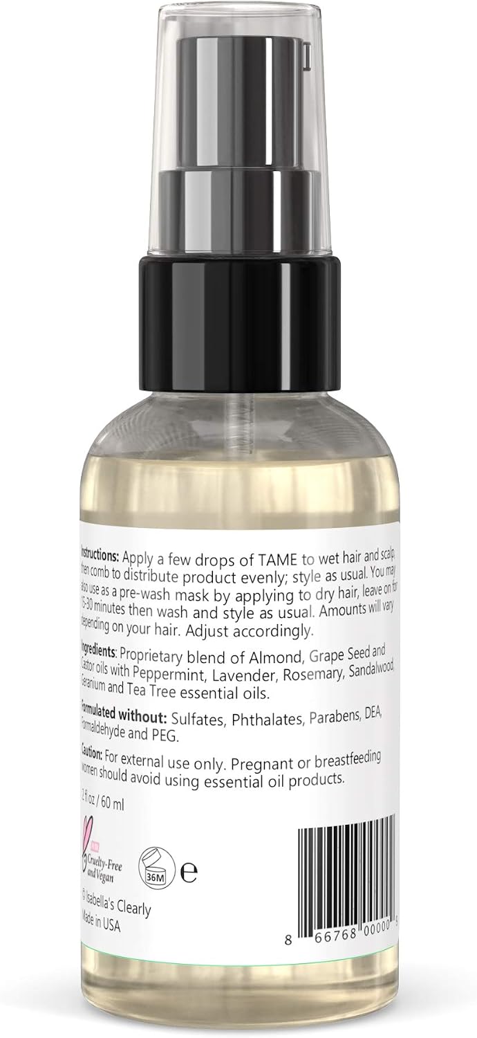 Clearly TAME Anti Frizz Smoothing Hair Oil Treatment for Frizz Free Hair with Castor and Rosemary, 60 ml (Pack of 1) - Image 5