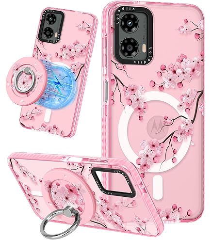 Buleens For Moto G Stylus 5G 2024 Case - With Ring Stand & Camera Cover Aesthetic Cute Designed Women Girls Girly Floral Flower Kawaii Phone Case For Motorola G Stylus 5G