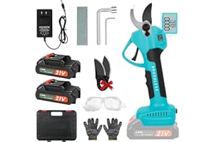 SYKART Electric Pruning Shears Cordless Pruner Shears 1.6 Inch Cutting Diameter with 2 * 2Ah Battery Brushless Motor Electric Pruner with LCD Display & SK7 Blades for Garden Tree Trimming Branch Cutter