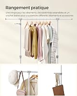 SONGMICS Clothes Rack with Castors Adjustable Height 97-165 cm White LLR001W01 view 8