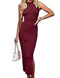 MEROKEETY Women's 2024 Sleeveless Mock Neck Knit