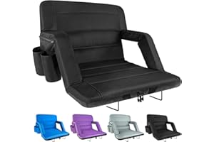 yeyeeyyee Extra Wide Stadium Seats with Back Support, Exclusive Bleacher Chairs with Back and Cushion Folding Stadium Chairs, 6 Reclining Positions Waterproof Bleacher Seats (Extra Wide|25" Black)